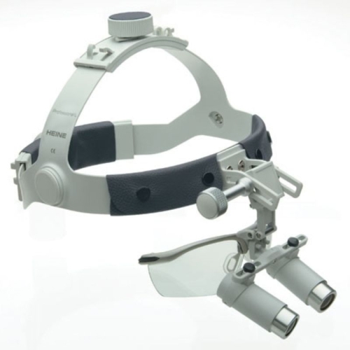 Lupy okularowe HEINE z systemem i-View na czepcu – precyzyjne lupy zabiegowe bez osłony S-GUARD.
