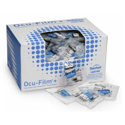 Ocu-Film – jednorazowe nakładki ochronne do tonometru Tono-Pen REICHERT, pakowane po 150 sztuk w sterylnych saszetkach.